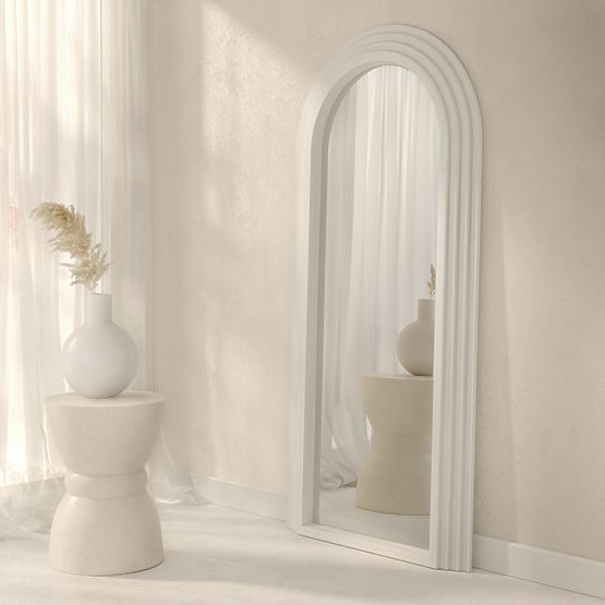Decorative Hanging Mirror Giovanni 170x80 cm, White, Rounded