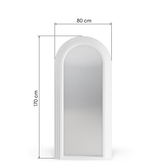 Decorative Hanging Mirror Giovanni 170x80 cm, White, Rounded
