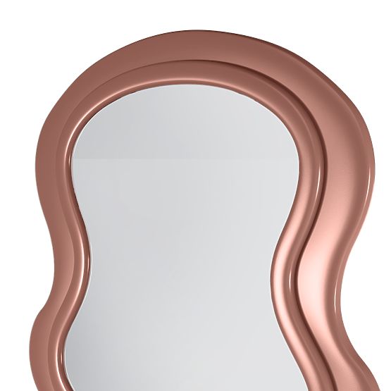 Decorative Hanging Mirror in Wooden Frame Vale 177x75 cm, Wavy, Organic Shape, Mocha Mo