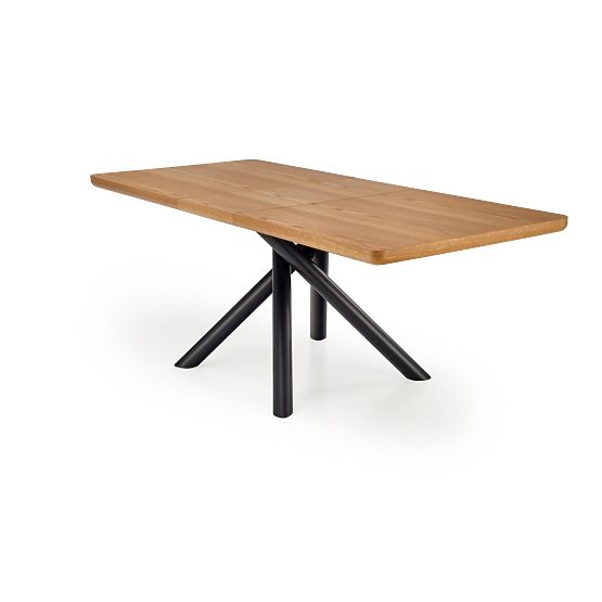 DERRICK extendable table natural oak / black (2p=1pc)