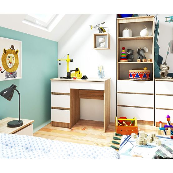 DESK A-7 CLP PK SONOMA OAK / WHITE LEFT-SIDED