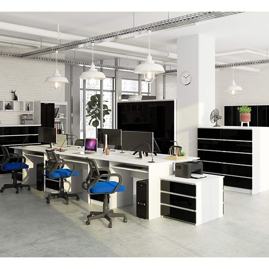 DESK CLP 135cm PK WHITE / BLACK GLOSS