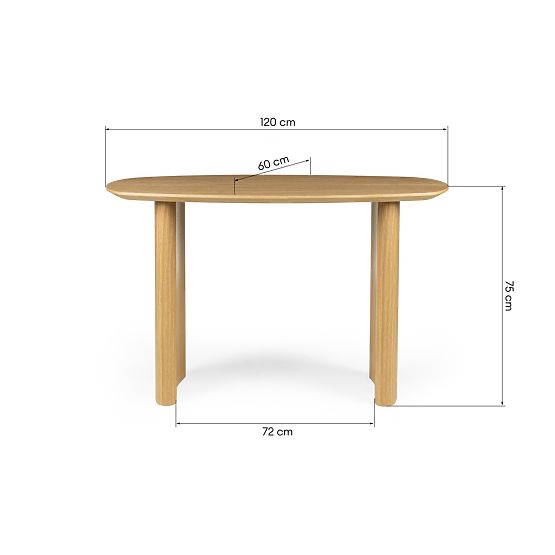 Desk/Console Oriento 120 cm, Natural Oak Veneer