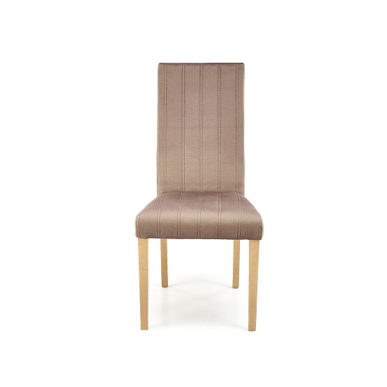 DIEGO 3 Chair Honey Oak / Quilted Velvet Stripes Upholstery - MONOLITH 09 (Dark Brown) (1p=2pcs)