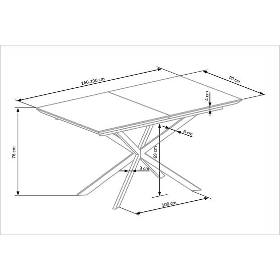 DIESEL extendable table top - white marble / dark gray, legs - black (2p=1pc)