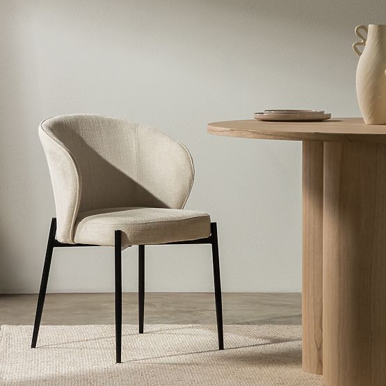 Dining Chair Avery Light Beige/Black Legs