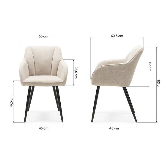 Dining Chair Berisso, Cappuccino/Black Legs