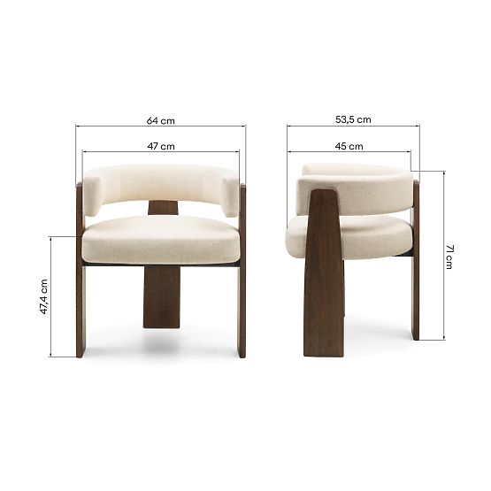 Dining Chair Bruna, Beige, Mocha Oak