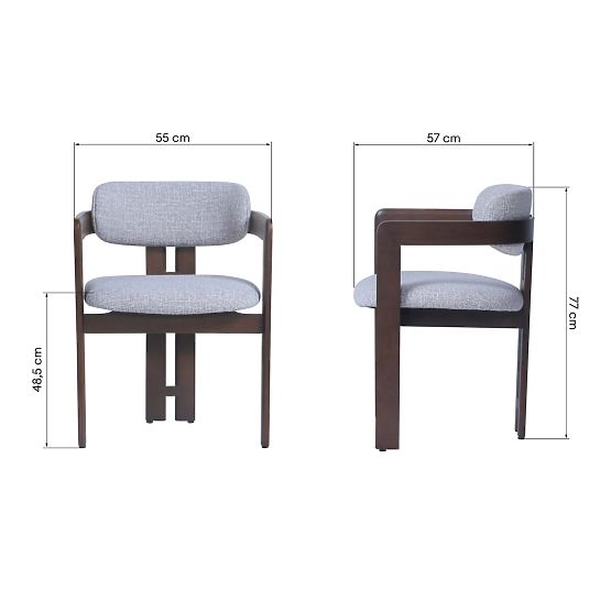 Dining Chair Noa, Beige-Cream/Dark Walnut