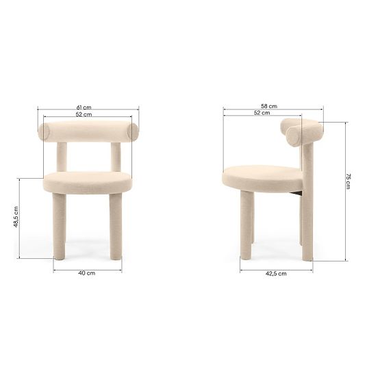 Dining Chair Pedro 2.0, Cream, Boucle
