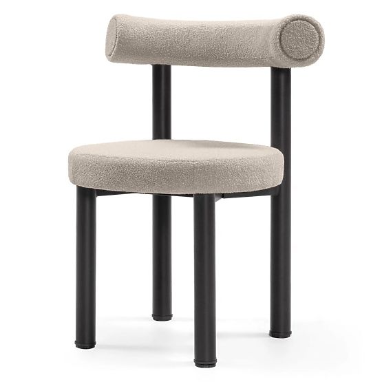 Dining Chair Pedro, Brown-Grey/Black Legs, Boucle