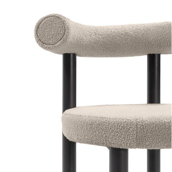 Dining Chair Pedro, Brown-Grey/Black Legs, Boucle