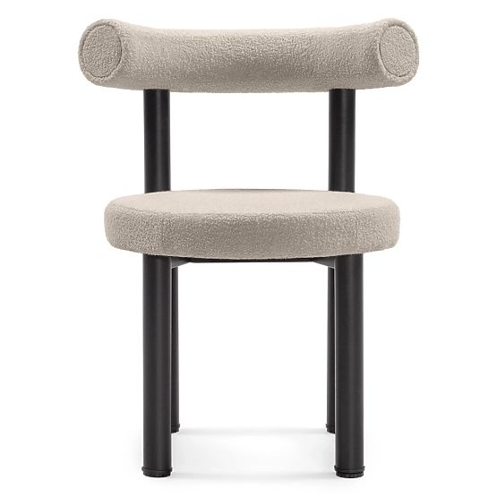 Dining Chair Pedro, Brown-Grey/Black Legs, Boucle