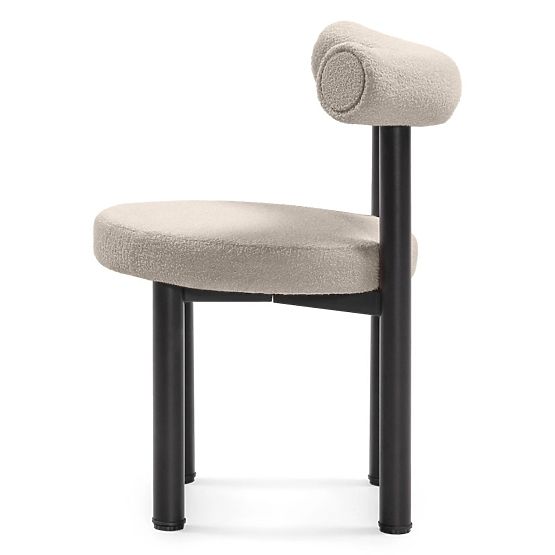 Dining Chair Pedro, Brown-Grey/Black Legs, Boucle