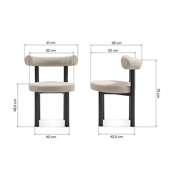 Dining Chair Pedro, Brown-Grey/Black Legs, Boucle