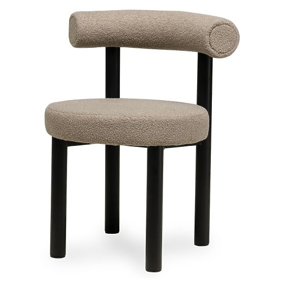 Dining Chair Pedro, Brown-Grey/Black Legs, Boucle