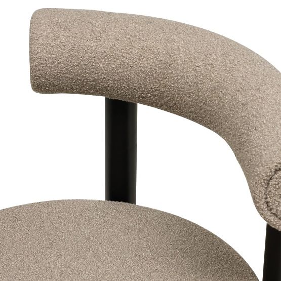 Dining Chair Pedro, Brown-Grey/Black Legs, Boucle