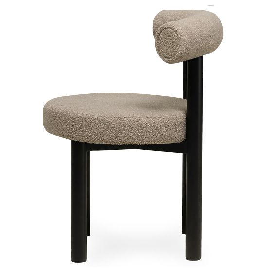 Dining Chair Pedro, Brown-Grey/Black Legs, Boucle