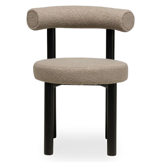 Dining Chair Pedro, Brown-Grey/Black Legs, Boucle