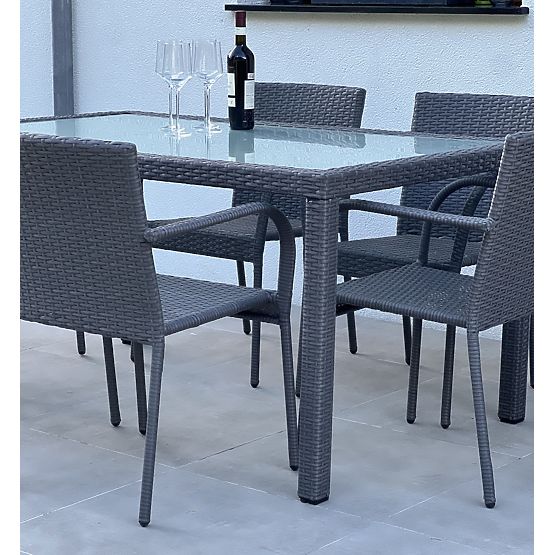 Dining Furniture Set from Technorattan (Table 150×90 cm + 6 × Chairs) AVVICENTE, Black