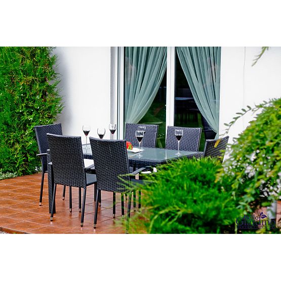 Dining Furniture Set from Technorattan (Table 150×90 cm + 6 × Chairs) AVVICENTE, Black