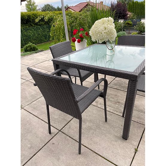 Dining Set from Technorattan (Table 100x100 + 4 Chairs) AVVICENTE Grey