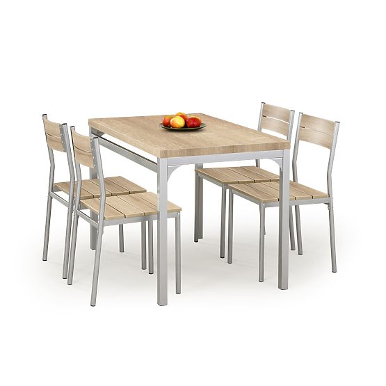 Dining Set MALCOLM Table + 4 Chairs - Sonoma Oak