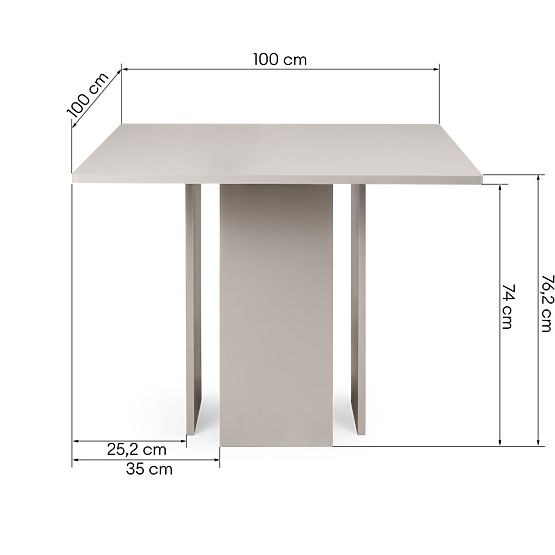 Dining Table Gasper 100 cm, Square, Cashmere