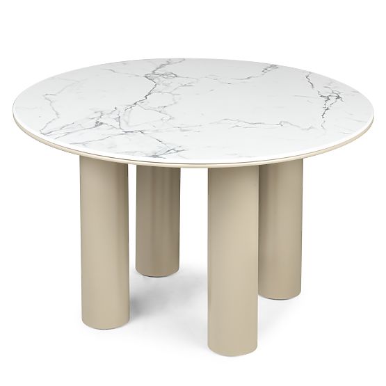 Dining Table Kairo 120 cm, Round, Dark Beige, Marble