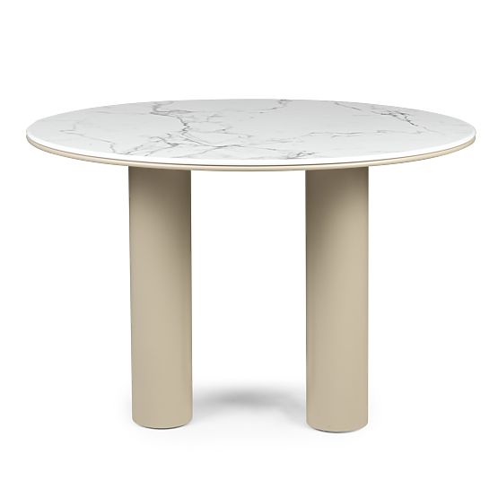 Dining Table Kairo 120 cm, Round, Dark Beige, Marble