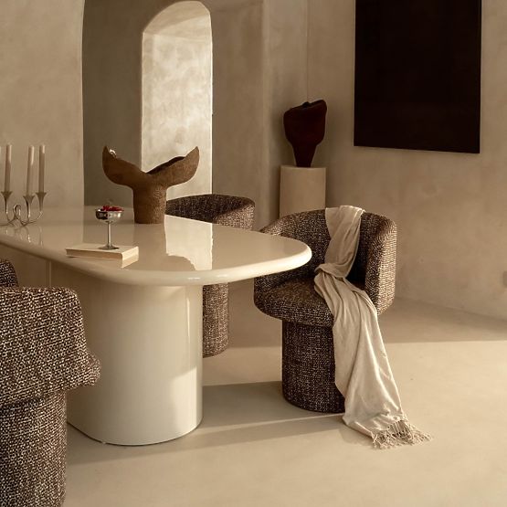 Dining Table Modesto 180 cm, Light Beige, Glossy