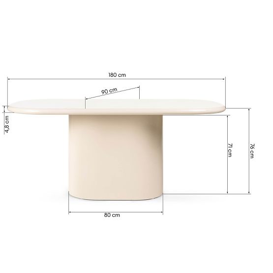 Dining Table Modesto 180 cm, Light Beige, Glossy