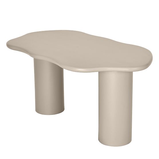 Dining Table Muse 160 cm, Dark Beige, Rounded Shapes