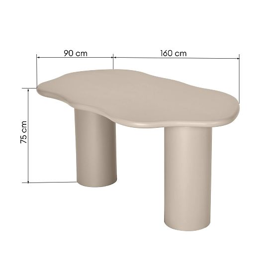 Dining Table Muse 160 cm, Dark Beige, Rounded Shapes