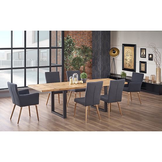 Dining Table PEREZ - Light Oak/Black