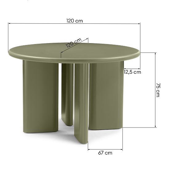 Dining Table Poem 120 cm, Round, Olive, Matte