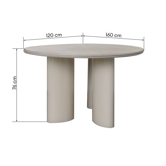 Dining Table Rio 160 cm, Light Beige/Marble