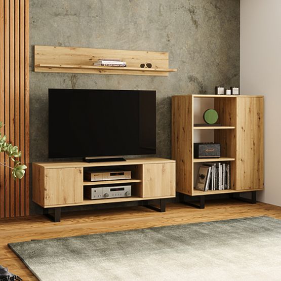 Display Cabinet Fondi Metal Legs Artisan Oak