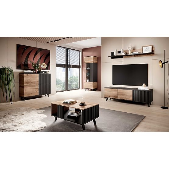 Display Cabinet RANDOM W-1 - Wotan Oak/Black