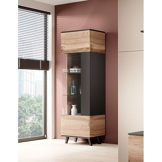 Display Cabinet RANDOM W-1 - Wotan Oak/Black