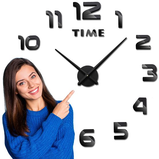 DIY Wall Clock NEPRI 65 - 130 cm - Black 3D