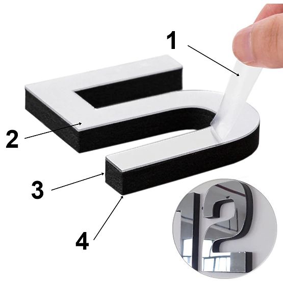 DIY Wall Clock NEPRI 65 - 130 cm - Black 3D