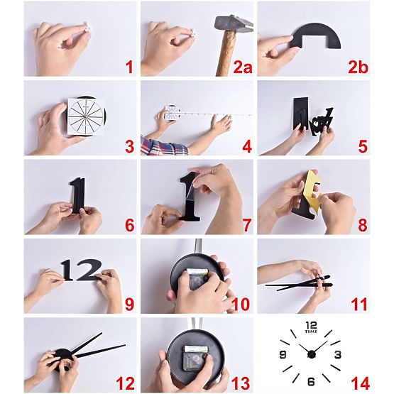 DIY Wall Clock NEPRI 65 - 130 cm - Black 3D