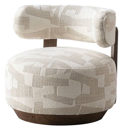 Dolce Relaxation Chair, Rounded Shapes, Beige/Cream, Walnut