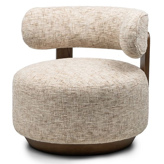 Dolce Relaxation Chair, Rounded Shapes, Beige-Grey/Walnut