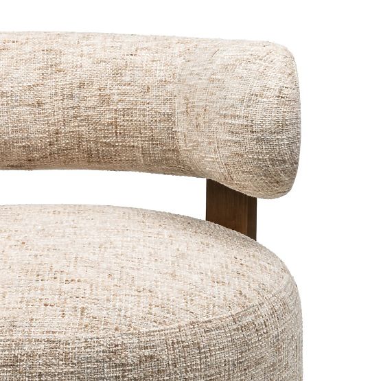 Dolce Relaxation Chair, Rounded Shapes, Beige-Grey/Walnut
