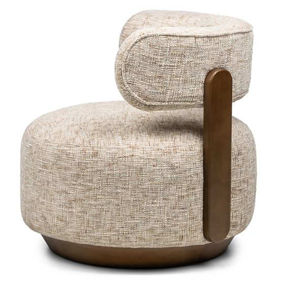 Dolce Relaxation Chair, Rounded Shapes, Beige-Grey/Walnut