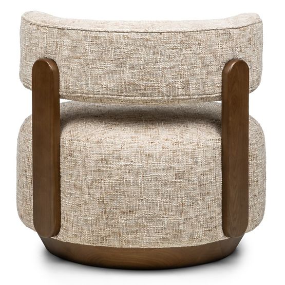 Dolce Relaxation Chair, Rounded Shapes, Beige-Grey/Walnut