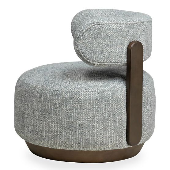 Dolce Relaxation Chair, Rounded Shapes, Blue-Beige/Walnut