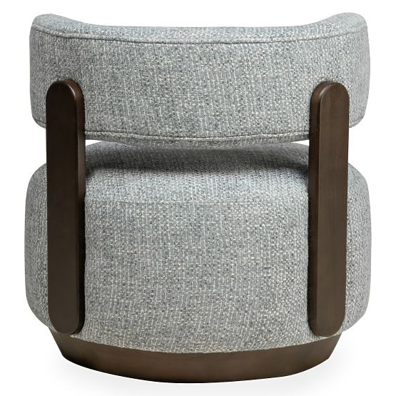 Dolce Relaxation Chair, Rounded Shapes, Blue-Beige/Walnut